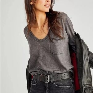 Free People We The Free Betty Gray Long Sleeve Scoop Neck